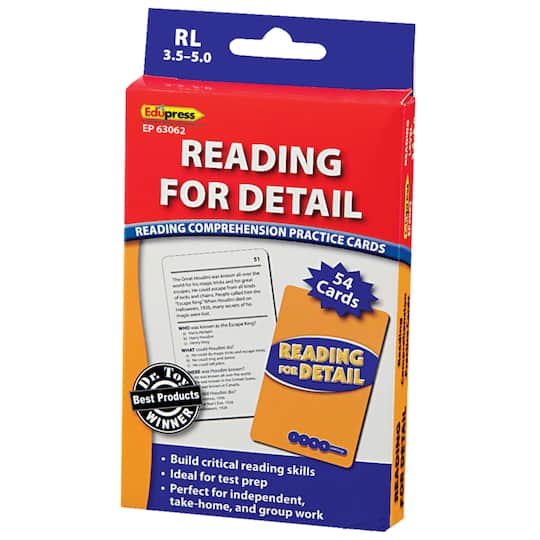Edupress&#xAE; Reading for Detail Practice Cards Blue Level, Levels 3.5-5.0